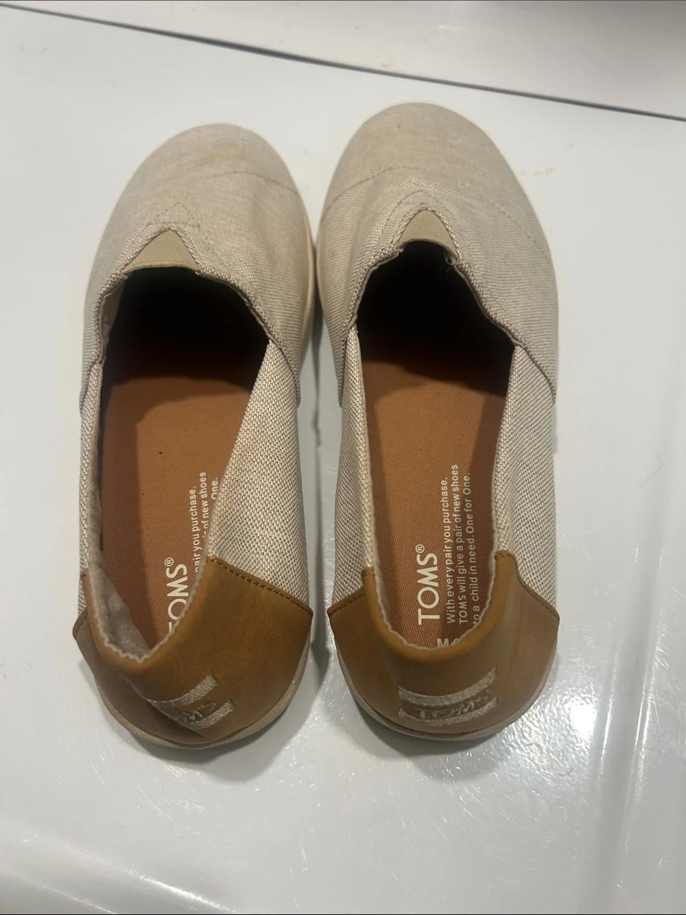 Toms Canvas Slip-On Shoes in Natural and Tan Heel